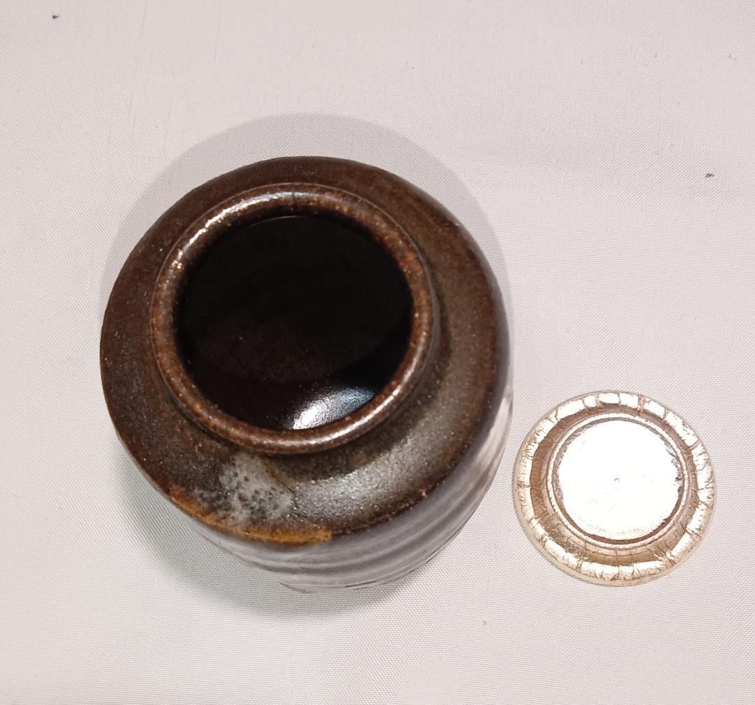 茶道具　骨董茶入　古瀬戸釉肩衝茶入　唐花紋仕覆　骨董！！