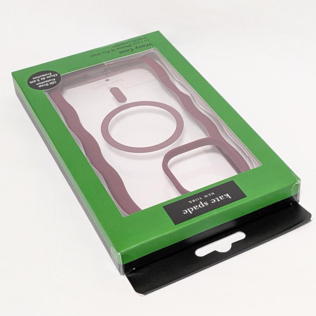 Kate SpadeiPhone16ProMAXケースボルドー色おしゃれデザイン