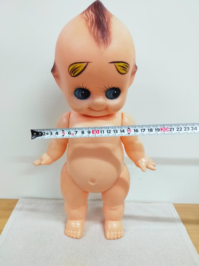 【特大43cm】希少 緑の羽 眉毛キューピー 昭和レトロ 全身可動 ソフビ当時物