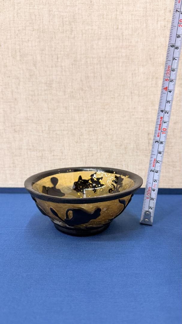 乾隆様式 金彩ガラス小鉢 黒地金彩 中国古美術 茶道具 飾り皿 アンティーク