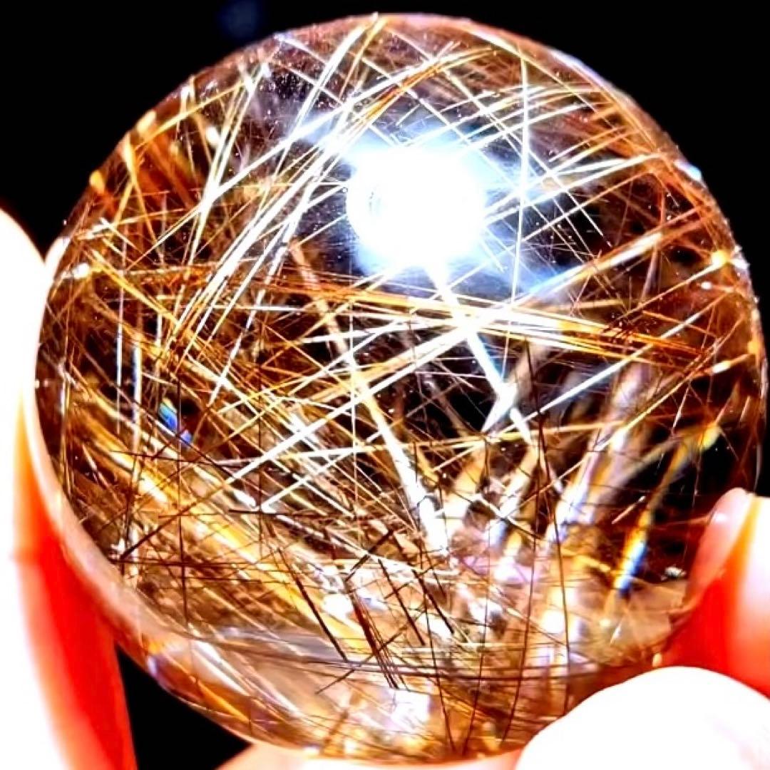 超絶綺麗✨53mm ゴールドルチルクォーツ　丸玉　スフィア　金針水晶