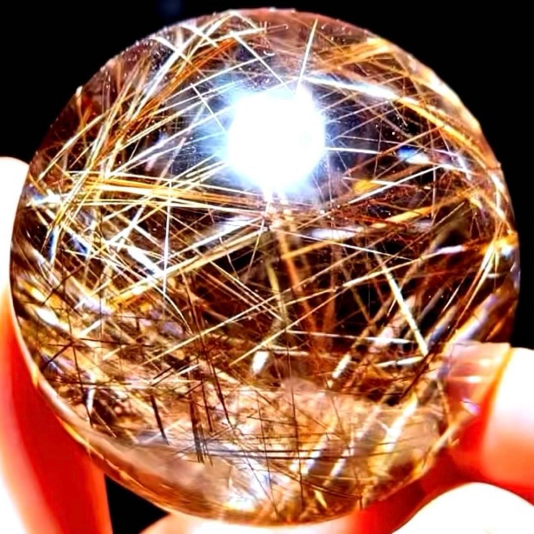 超絶綺麗✨53mm ゴールドルチルクォーツ　丸玉　スフィア　金針水晶