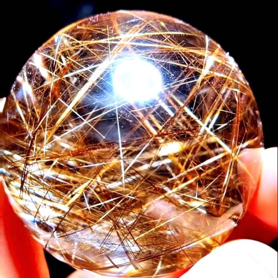 超絶綺麗✨53mm ゴールドルチルクォーツ　丸玉　スフィア　金針水晶