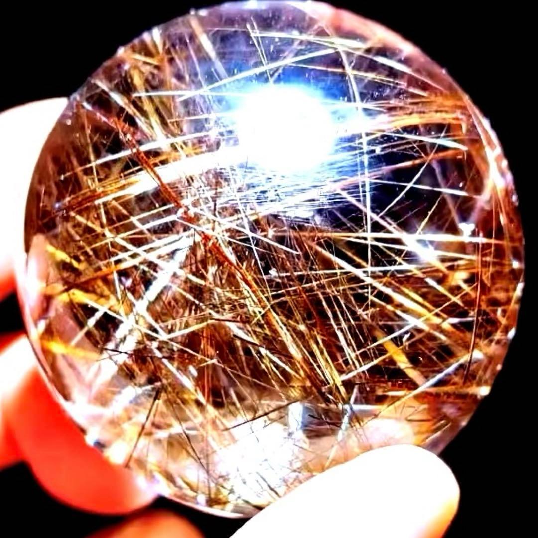 超絶綺麗✨53mm ゴールドルチルクォーツ　丸玉　スフィア　金針水晶