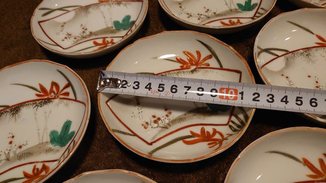古伊万里　伊万里　豆皿　色絵　扇紋　 蔵出し　１０客