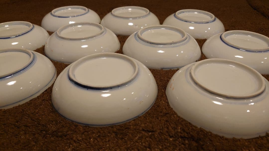 古伊万里　伊万里　豆皿　色絵　扇紋　 蔵出し　１０客