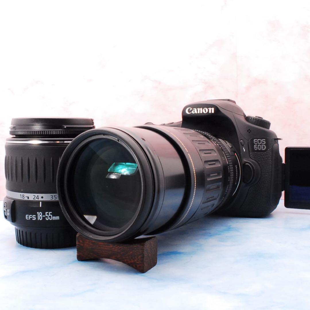 Canon EOS 60D☆バッグ付☆超望遠レンズ付Wレンズ☆一眼レフカメラ