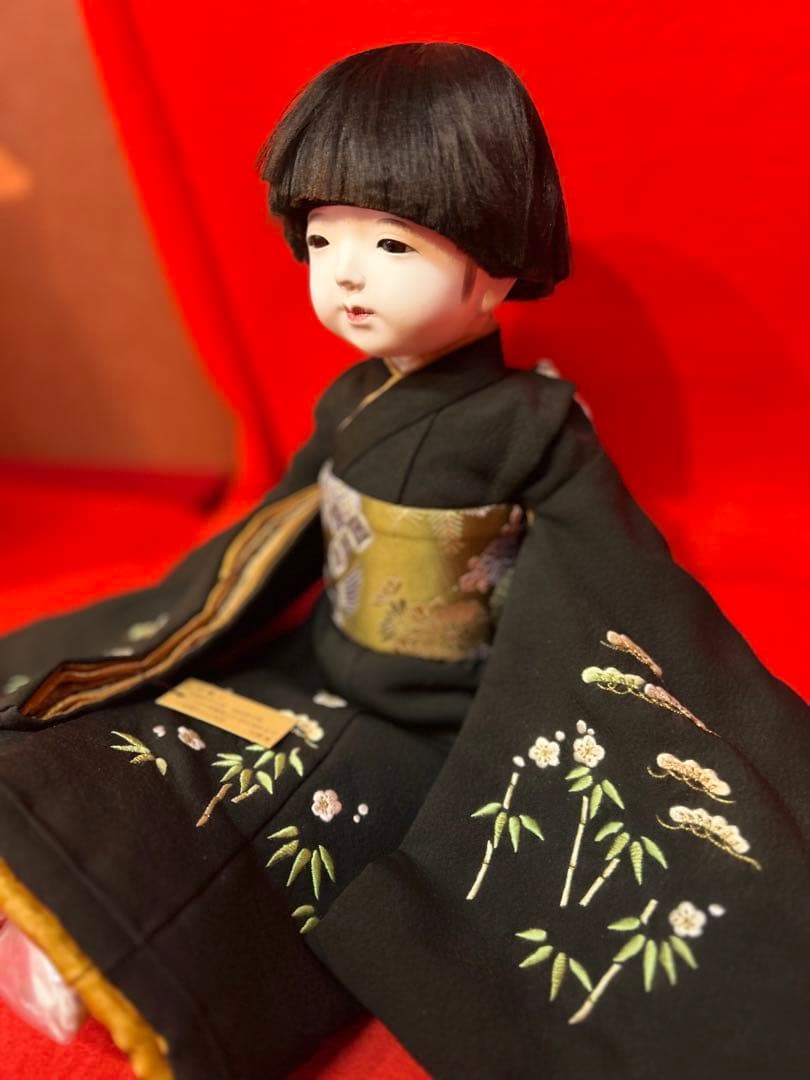 市松人形 久楽朋　サイズ34 縮緬　刺繍　松竹梅MT-5