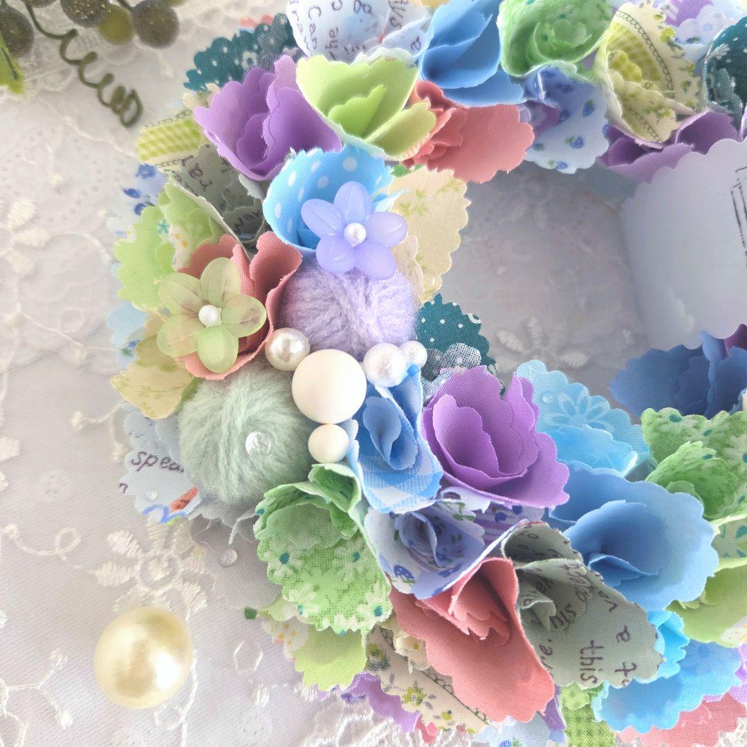 専用　感謝品　布リース*紫陽花パレット*