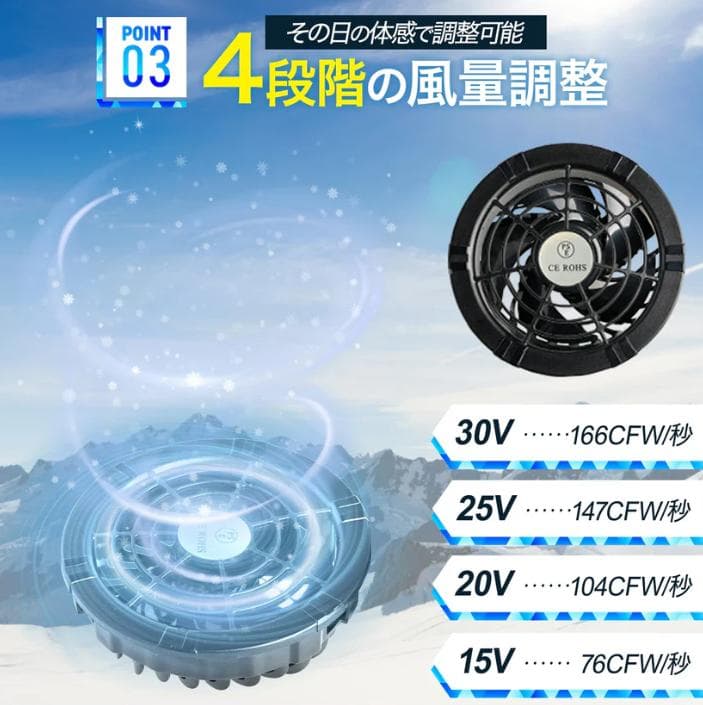 空調作業服 ファン付き 30V冷風 24000mAhバッテリー付　S/Mサイズ