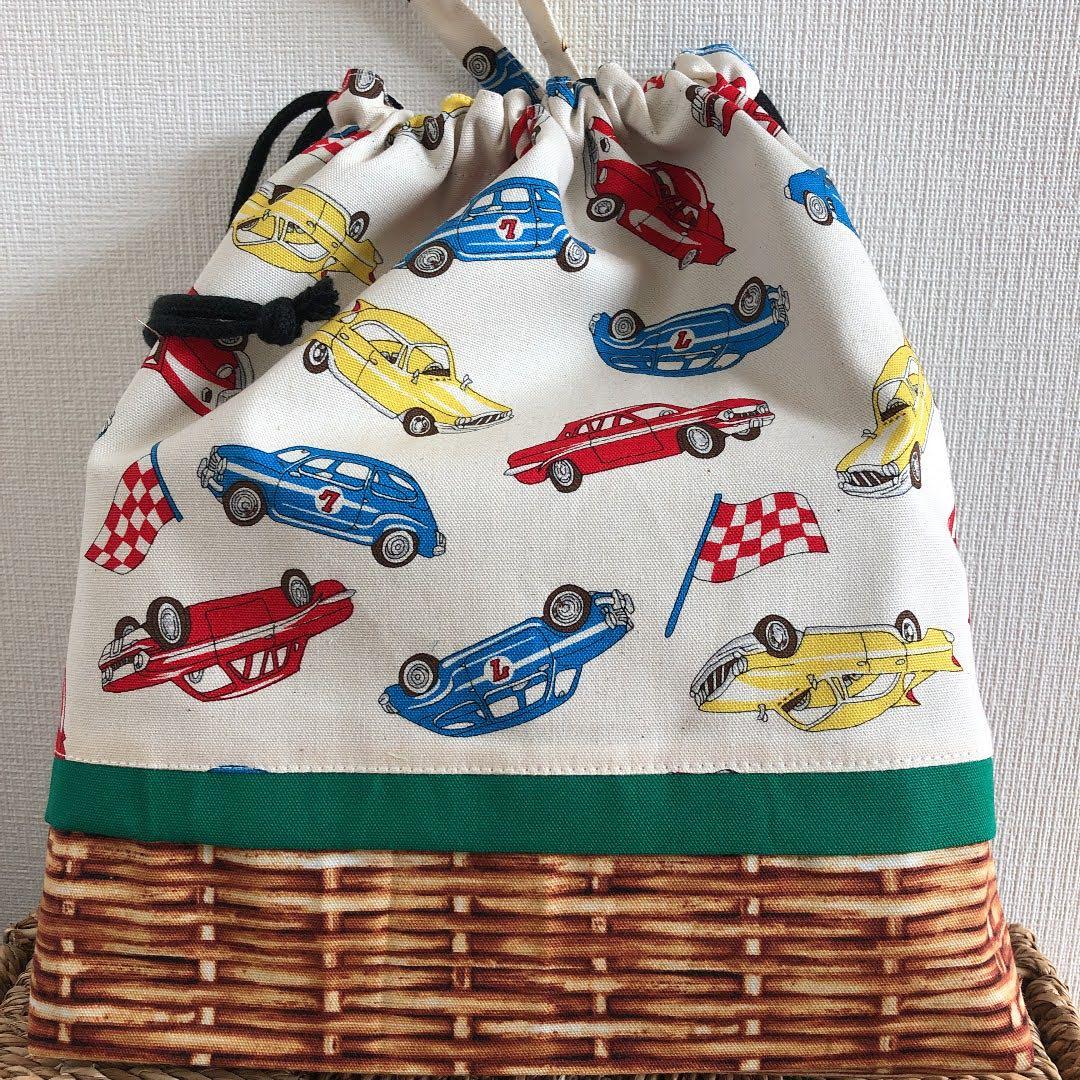 ハンドメイド　車柄　レッスンバッグ