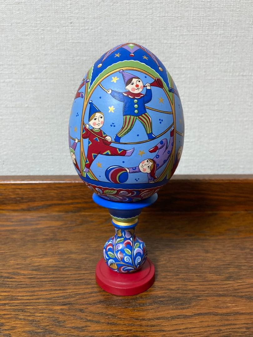 春の感謝祭20%OFFロシア雑貨☆エッグオーナメント『サーカス』マトリョーシカ