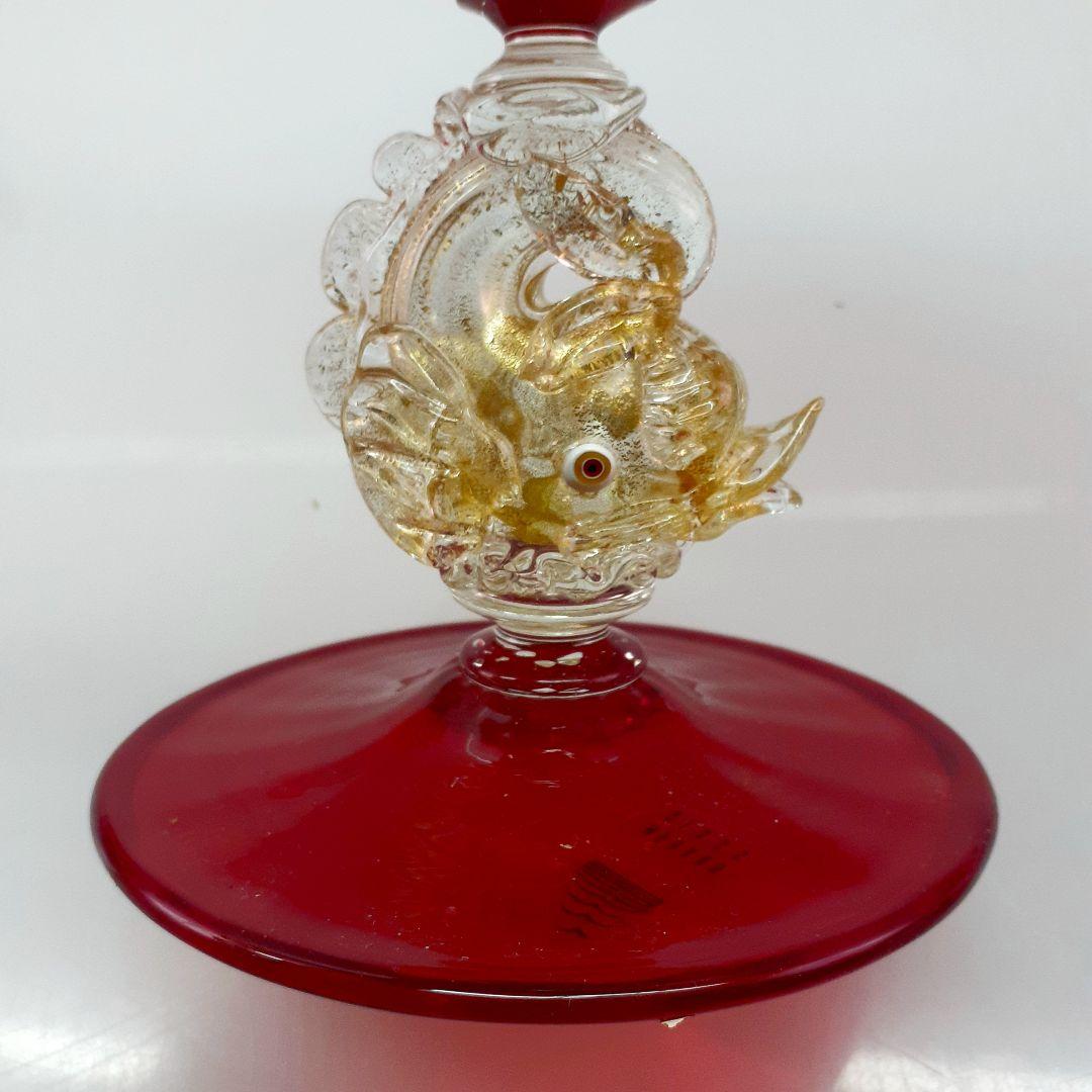MURANO ムラノ 金彩 花蓋 ドルフィン モチーフ デカンタ デキャンタ