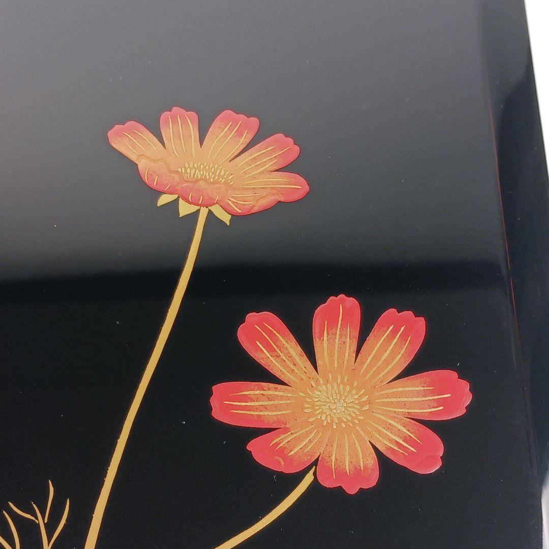 Y3113-4 輪島塗 小式海夏子作 草花蒔絵 箱 共箱