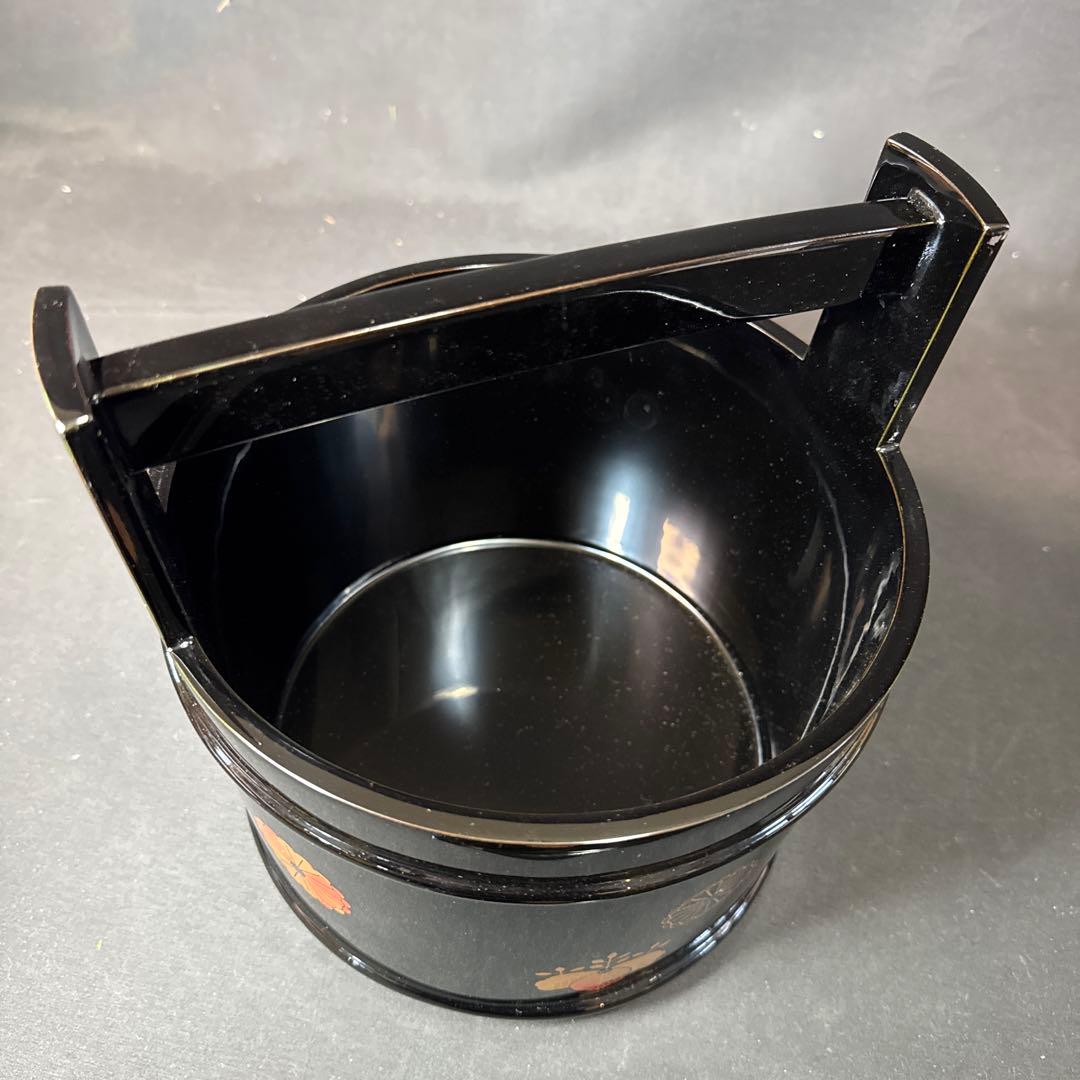 J47 送料無料　手桶水指　漆芸　塗り　金蒔絵　螺鈿　茶道具　茶室　木箱　在銘