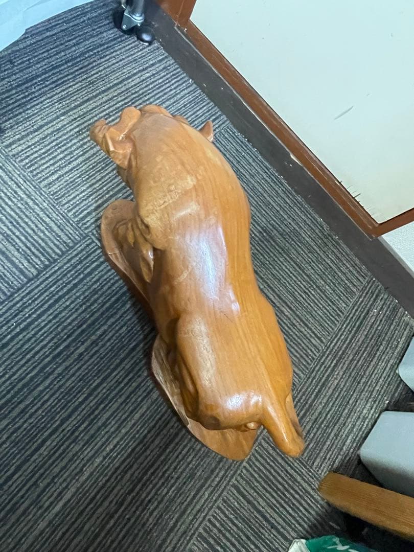 大型】木彫り 牛 置物 約53cm 6kg 天然木 オブジェ インテリア 縁起物