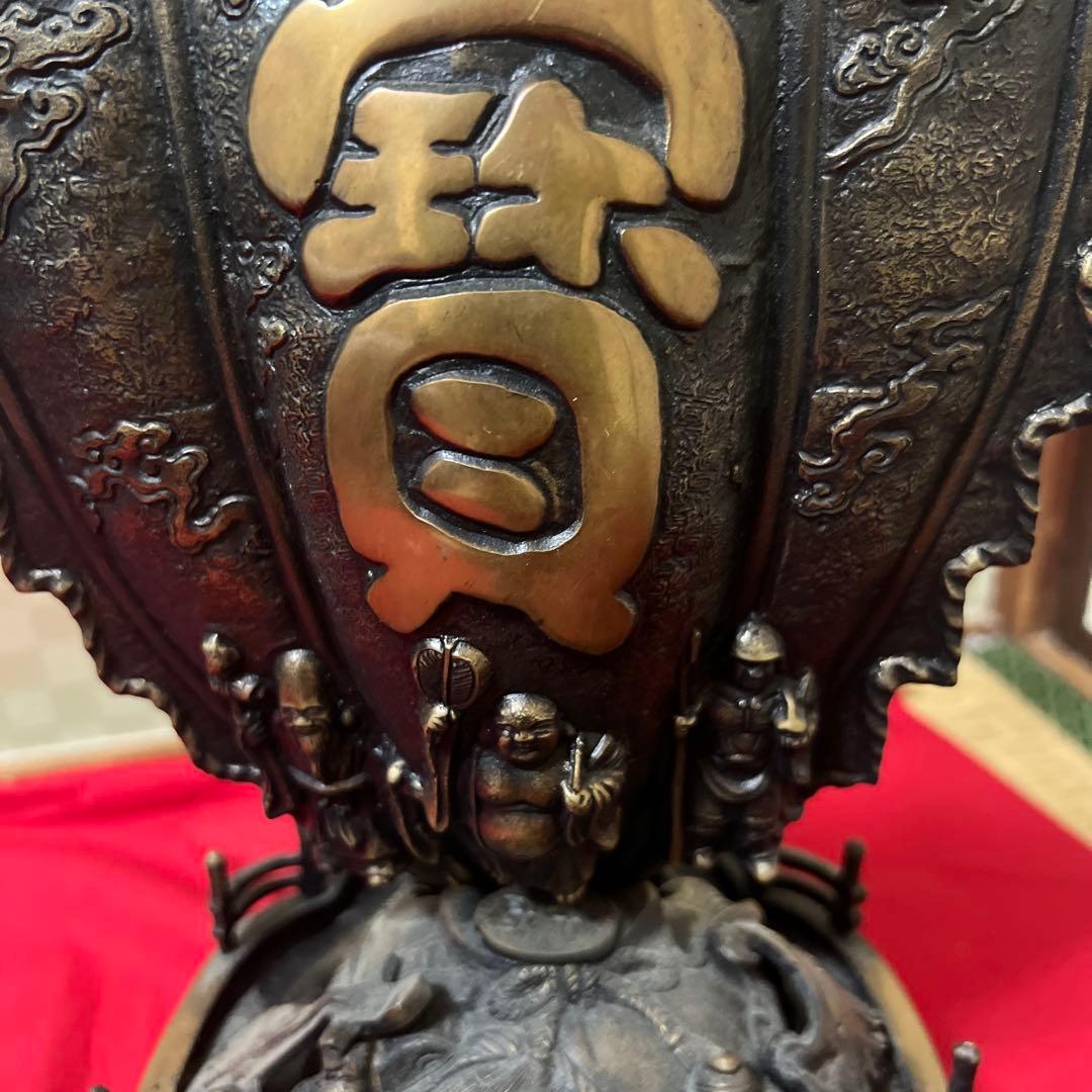 骨董品　旧家蔵出　宝船　七福神　古銅製5.4kg