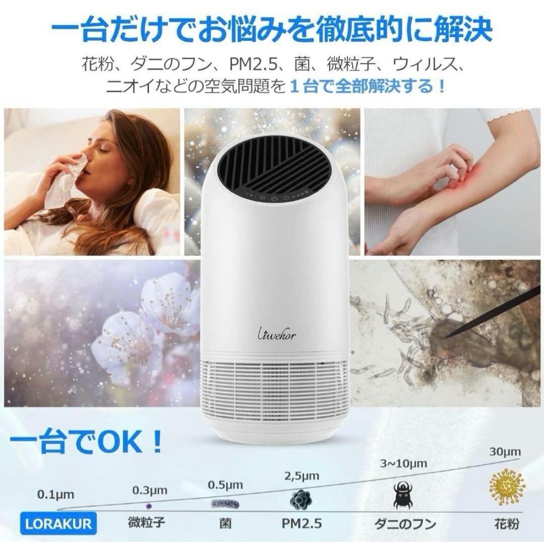 コンパクト 空気清浄機 小型 静音 卓上 ホワイト 15畳対応