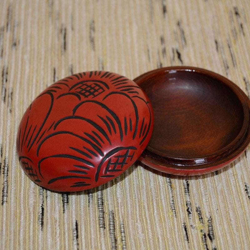 茶道具 香合２点 蓋置１点 茄子香合 けんにじ益州箱 堆朱香合 立鶴蓋置