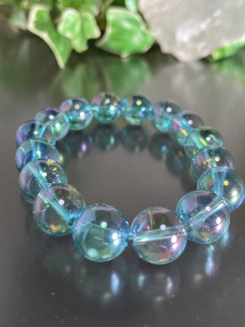 ハンドメイド  アクアオーラ12㎜玉ブレスレット