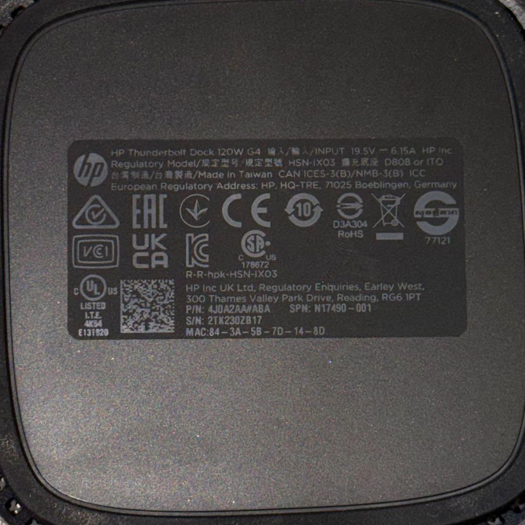 【美品】HP Thunderbolt Dock 120W G4（2024年購入)