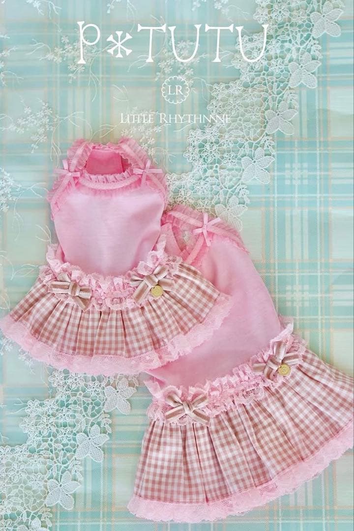little_rhythnnne♡ピンク TUTUギンガムチェック キャミワンピ