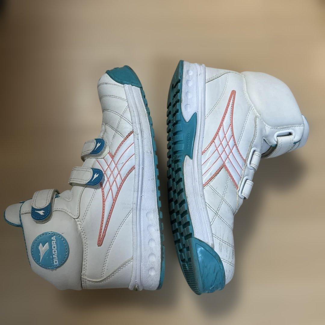 DIADORA 安全靴 ホワイト/ターコイズ ベルクロ