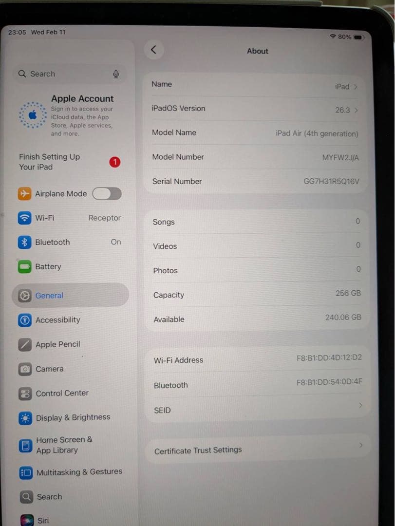 Apple iPad 第4世代シルバー 256GB 本体 充電器付き