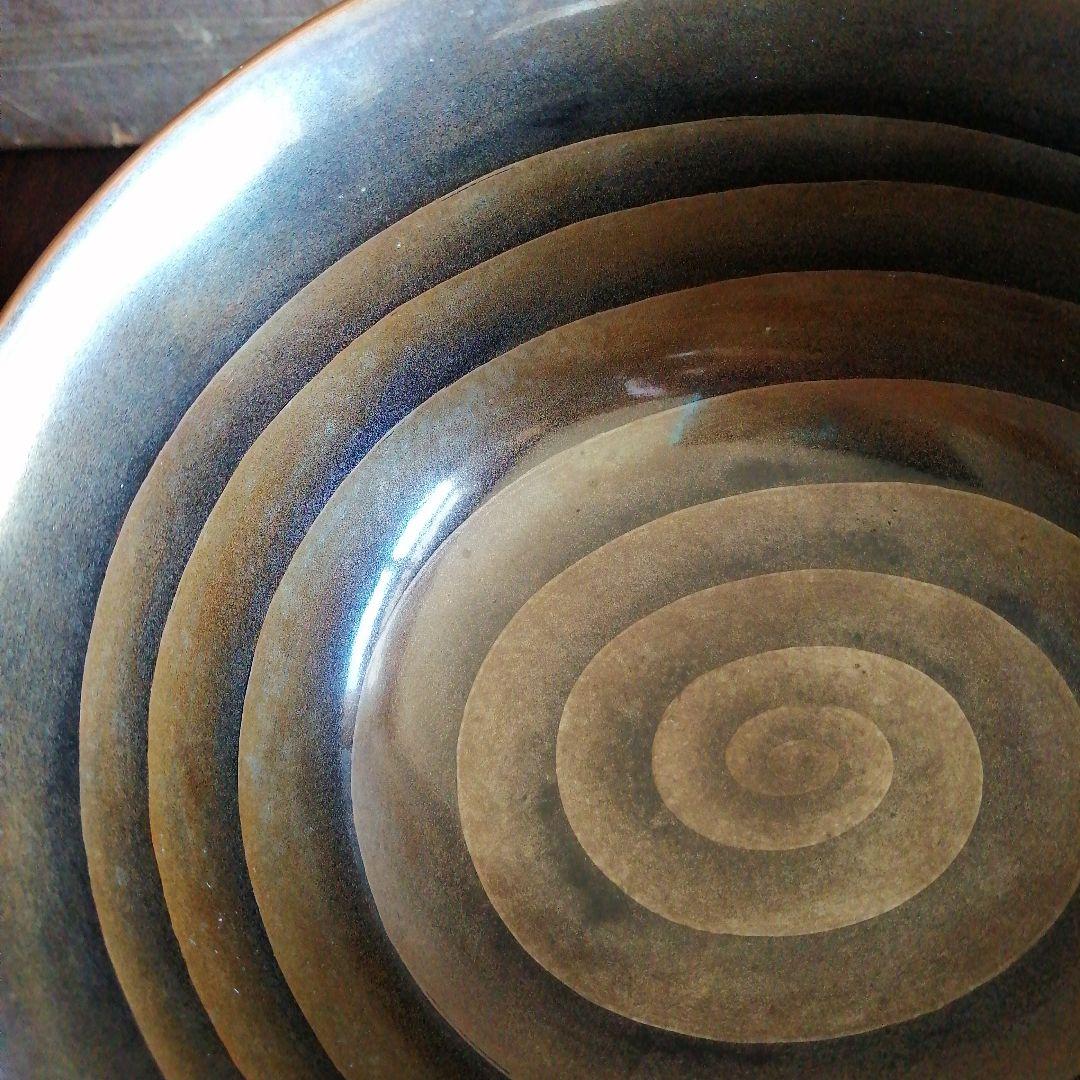 木製漆器　金蒔絵波千鳥文菓子鉢　14.5cm