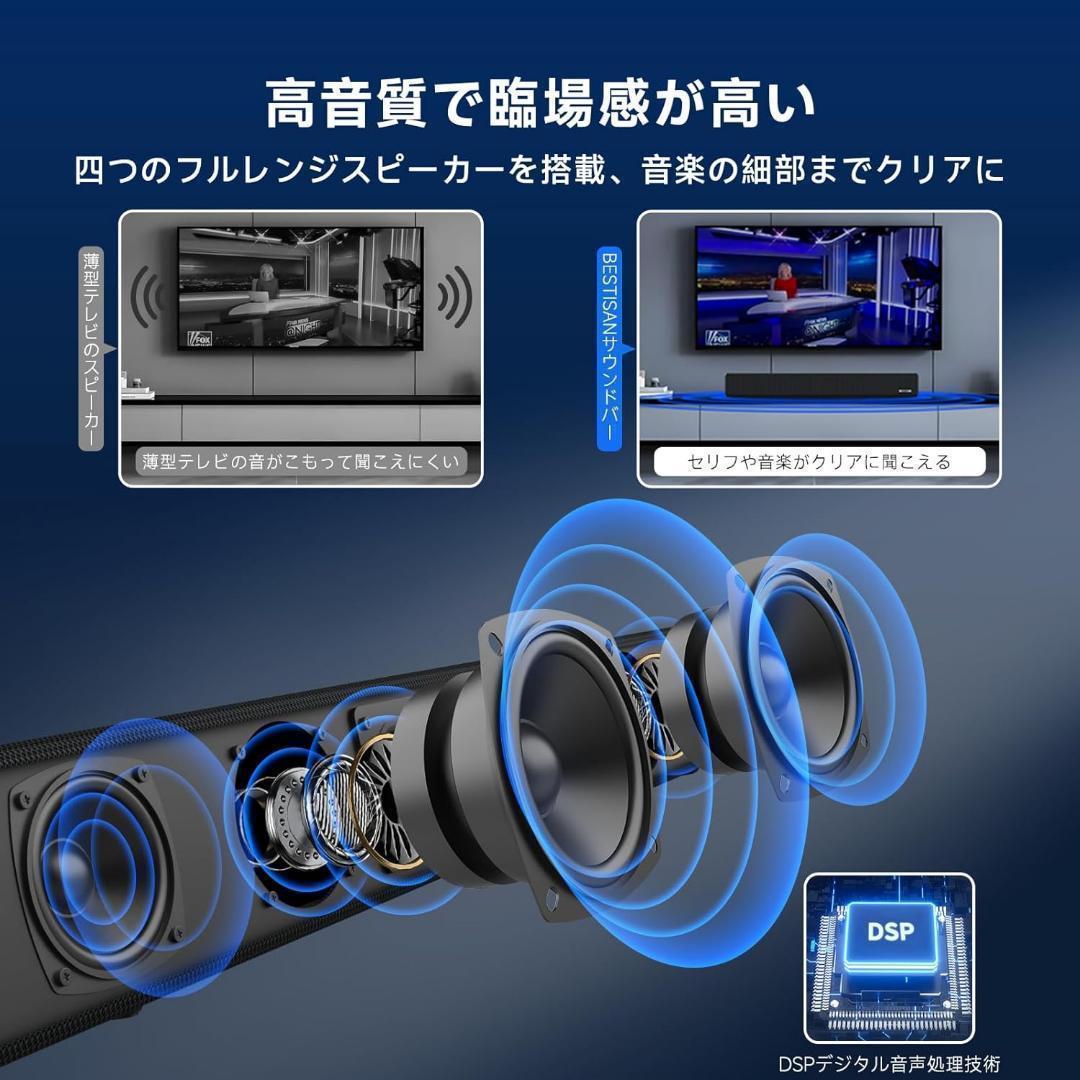 BESTISAN サウンドバー SG01テレビ用スピーカー 2.0ch PC用