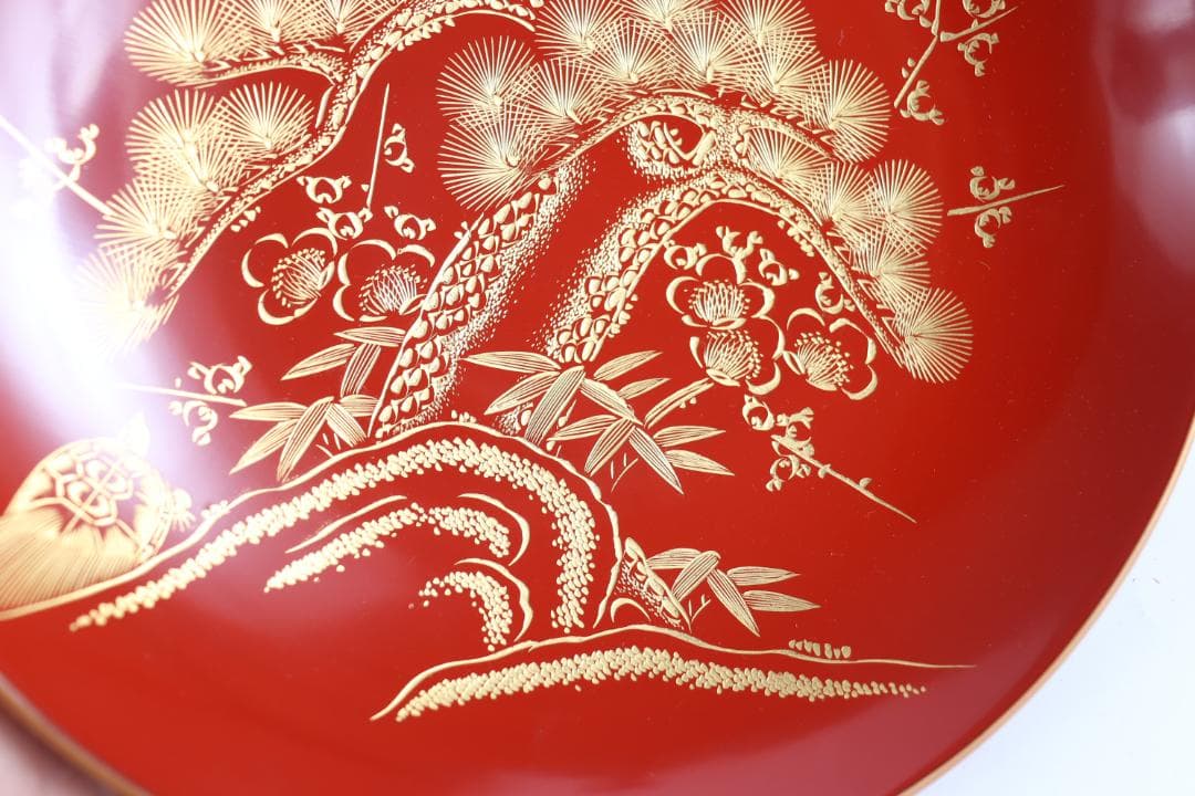 輪島塗 石昌斎 金縁松竹梅朱盃 大 共箱 酒器 漆器