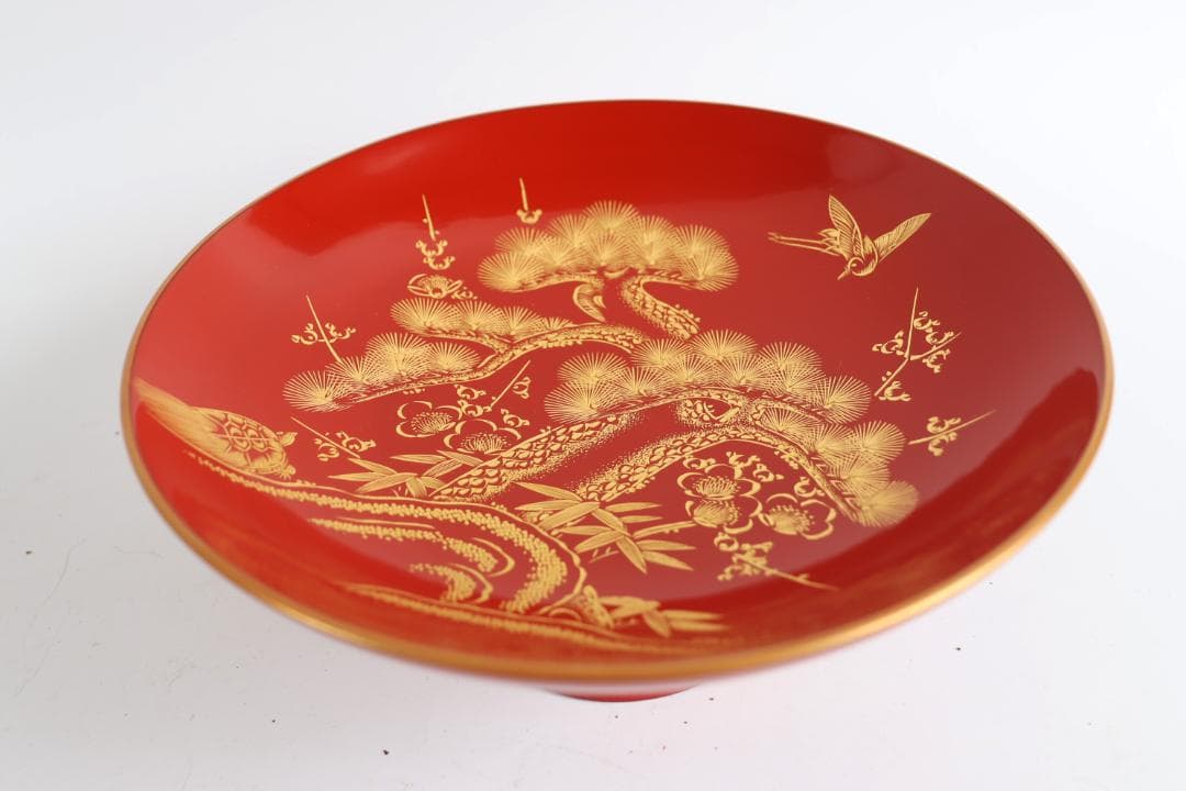 輪島塗 石昌斎 金縁松竹梅朱盃 大 共箱 酒器 漆器