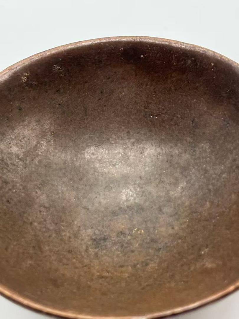 宋時代 吉州窯黒釉茶碗 褐釉斗笠碗 紫口 宋代斗茶茶碗 文人愛用(F-147)