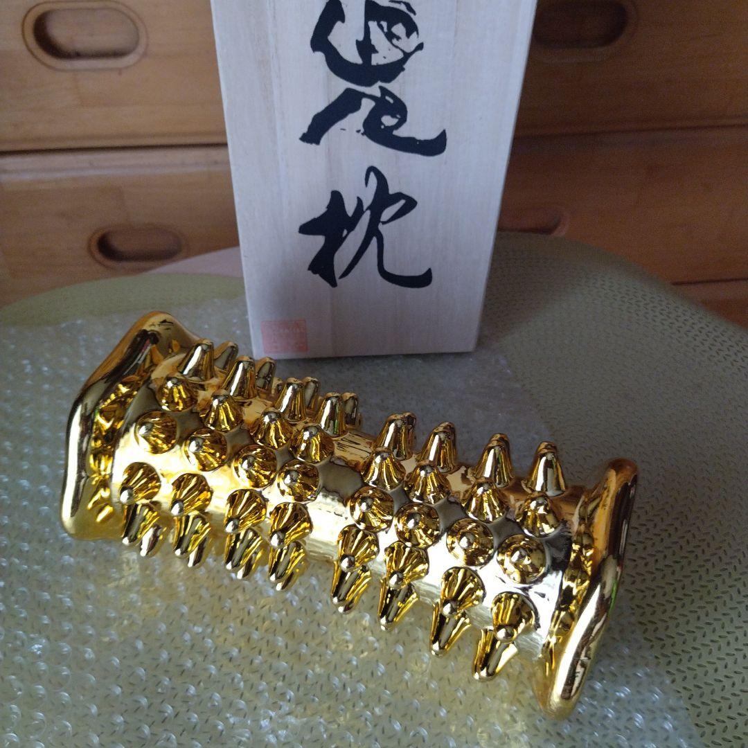 世界遺産熊野『鬼ヶ城』　鬼枕　ゴールド　風水　桐箱 入り　96個の突起