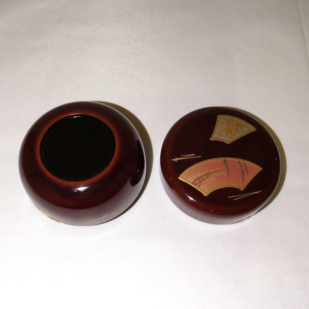 茶道具　茶箱用　蒔絵　扇面　棗・香合・茶筅筒３点セット