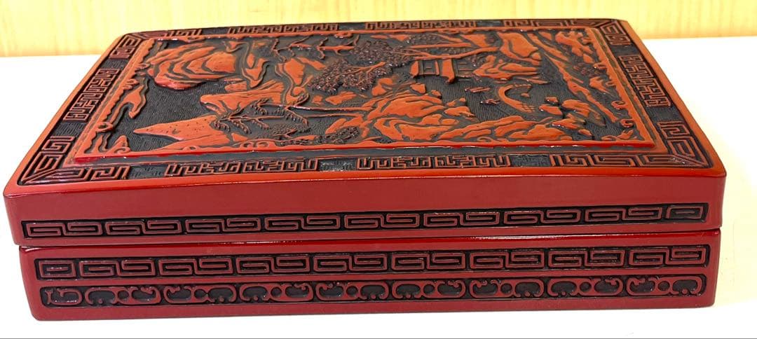 K187 仙台堆朱 硯箱 文庫 漆器