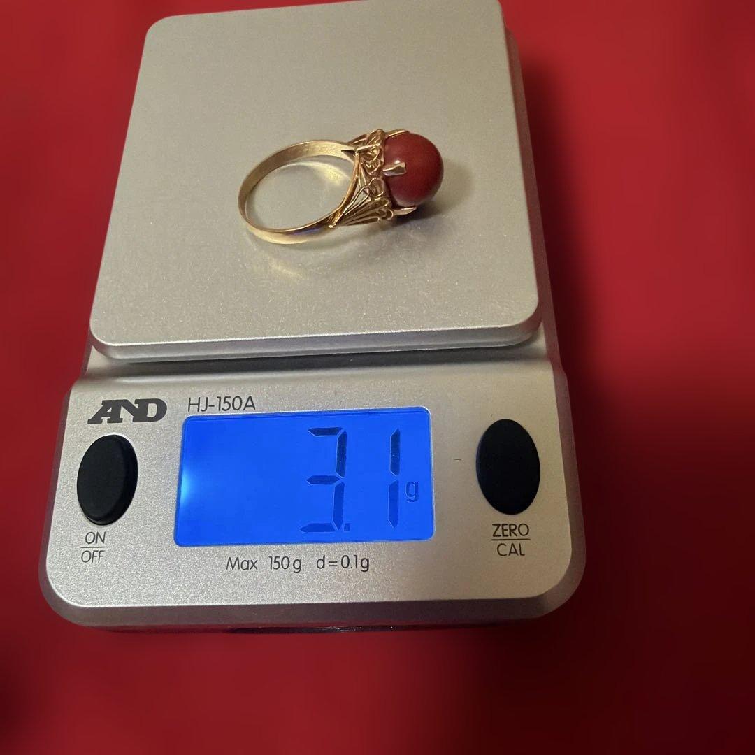 赤珊瑚　指輪　3.1g k18刻印