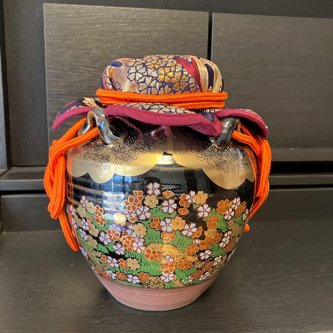 茶道具　茶壺　飾り壺　仁清写　色絵吉野山図　玉泉窯