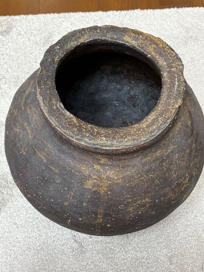 古越前壺　無釉焼き締め壺　 古美術　花器 置き飾り時代物