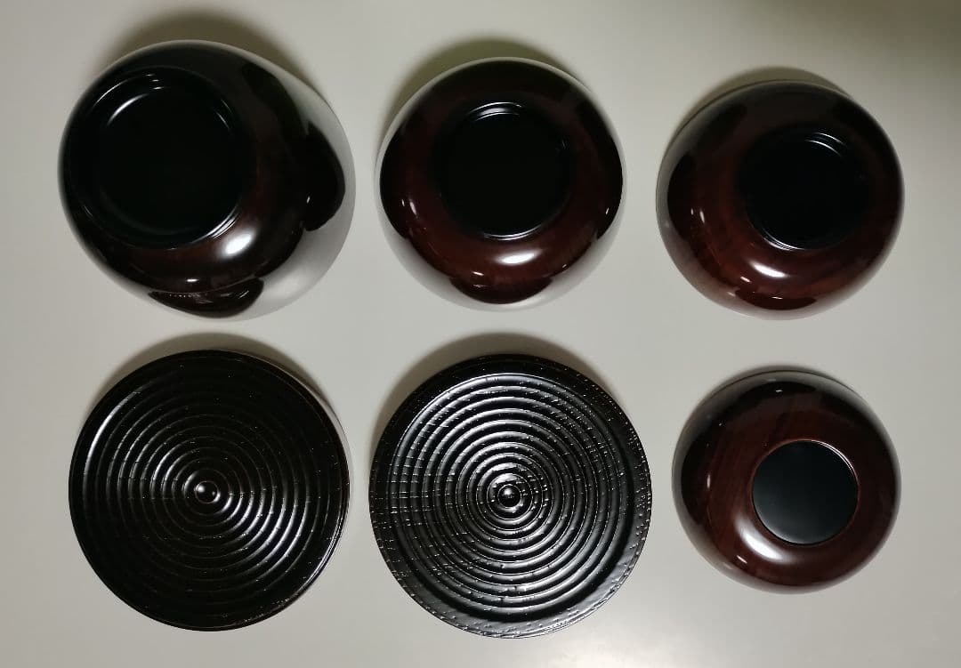 山中漆器　たに屋　木地呂内朱　ぼかし塗　欅ひとりぶん　ミニマリスト　レアもの