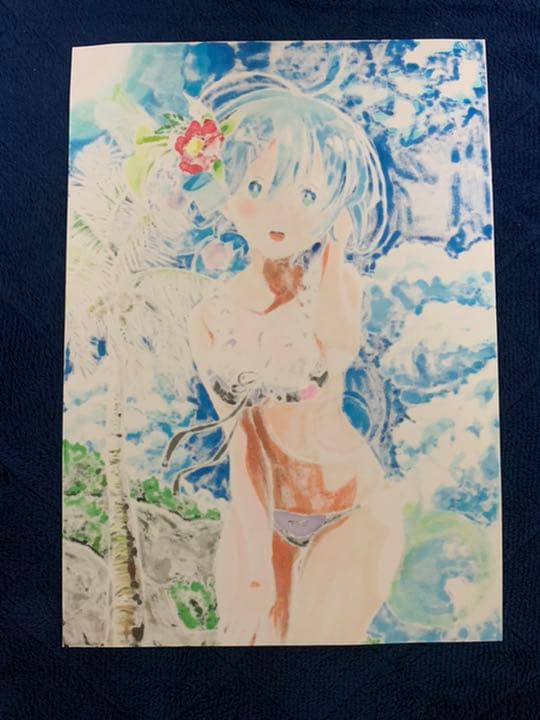 レム 水着 (Reゼロから始める異世界生活) 模写イラスト A4