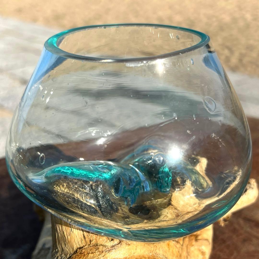 流木ガラスオブジェK12A 花瓶 多肉植物 金魚鉢 バリ島アート作品 テラリウム