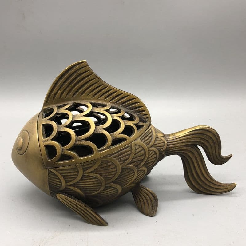 銅 細工 金魚置物 金魚薫香炉 香道具茶道具 装飾品 工芸品 置物