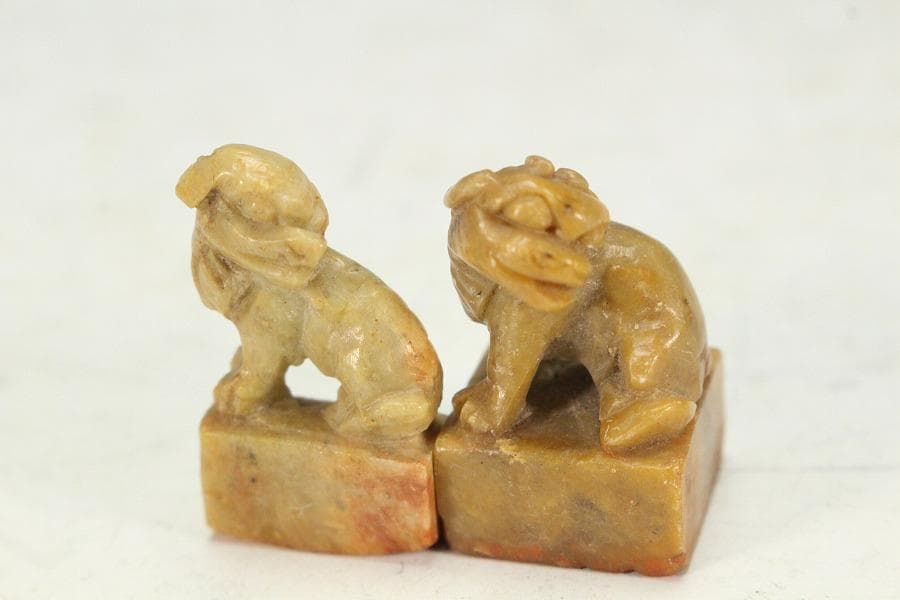 中国美術 端渓刻蔦紋 硯 銅瓜水滴 印材四 文人硯箱 まとめて(K-YC594)
