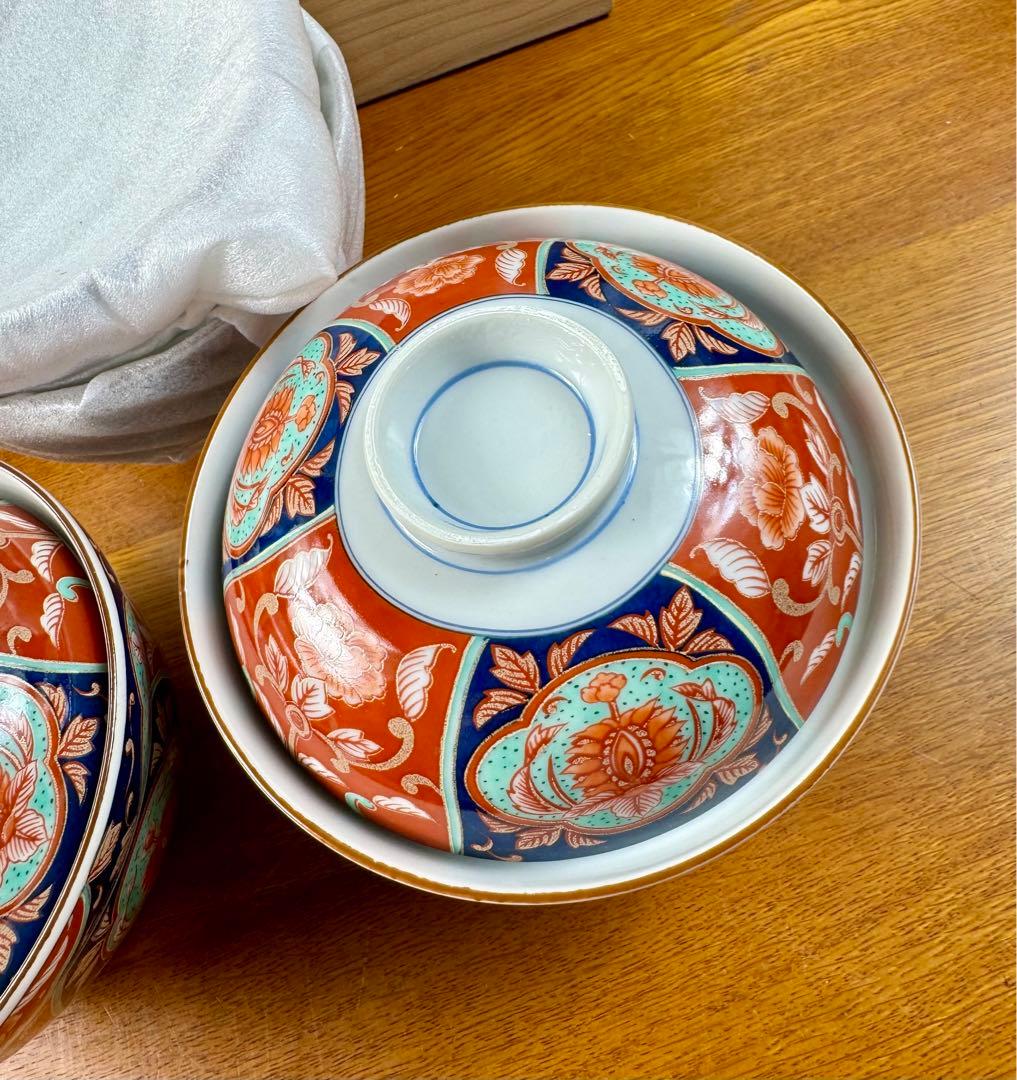 353 三洋陶器三彩亭　龍峰　円菓子碗　蓋付どんぶり　5客セット　未使用品　共箱