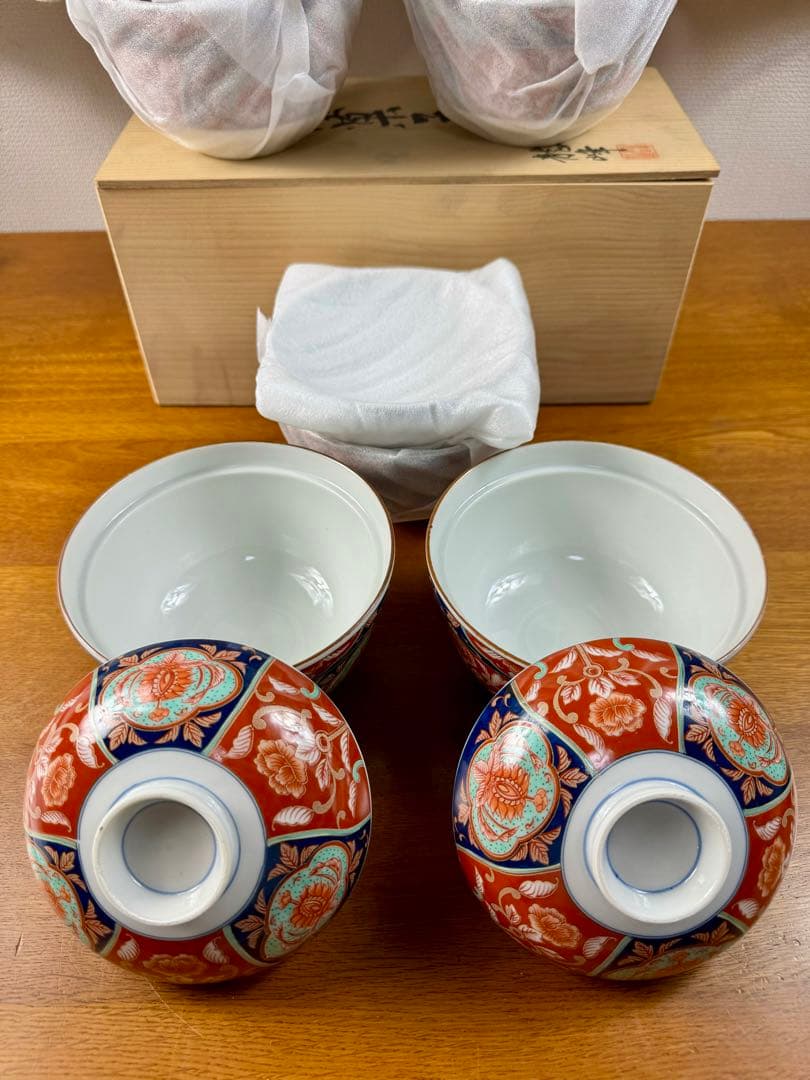 353 三洋陶器三彩亭　龍峰　円菓子碗　蓋付どんぶり　5客セット　未使用品　共箱