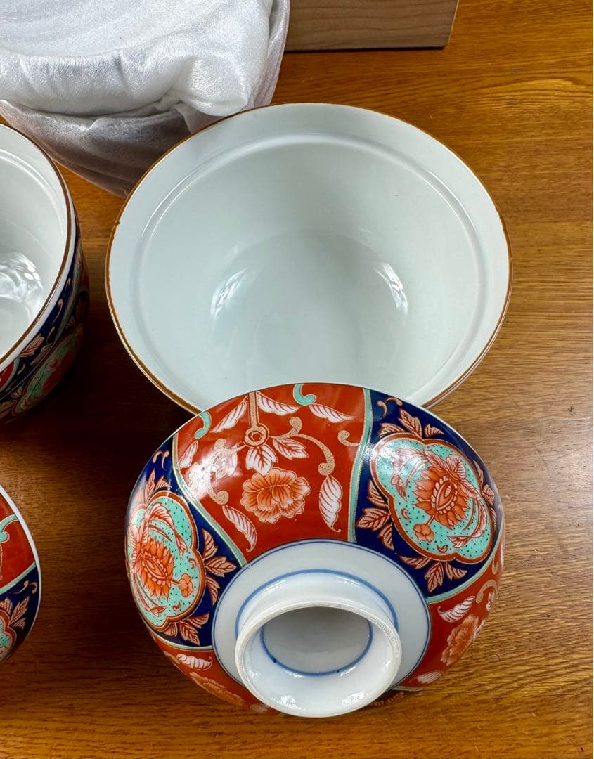 353 三洋陶器三彩亭　龍峰　円菓子碗　蓋付どんぶり　5客セット　未使用品　共箱