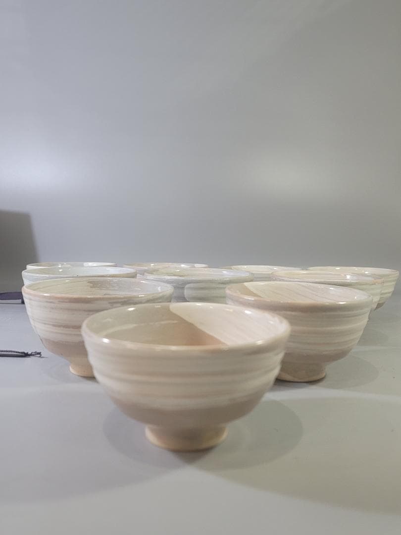 茶道具 朝日焼 刷毛目 数茶碗 共箱 美品 十客 DT785