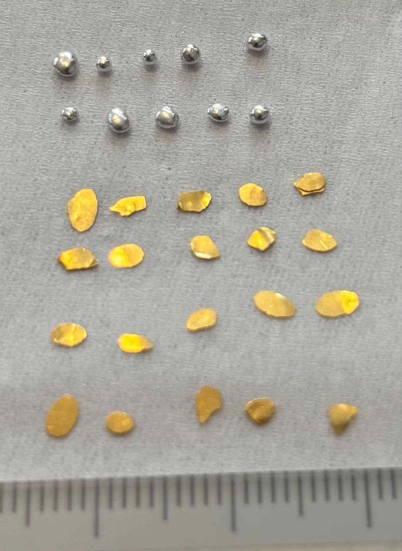 愛媛県　マイントピア別子　砂金取り体験　金20粒　銀10粒