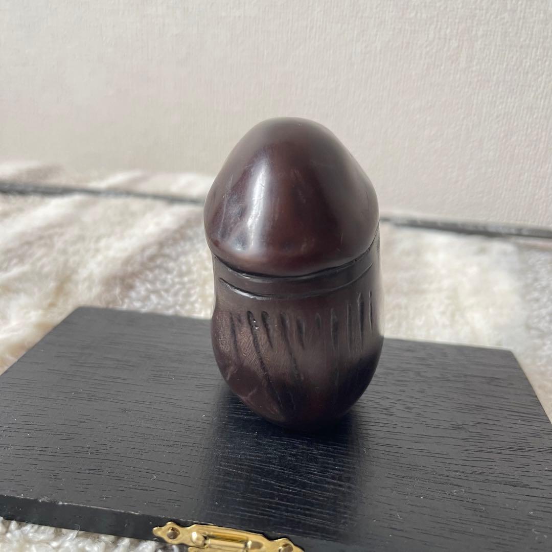 木製 顔の彫刻 約10cm 陰陽木